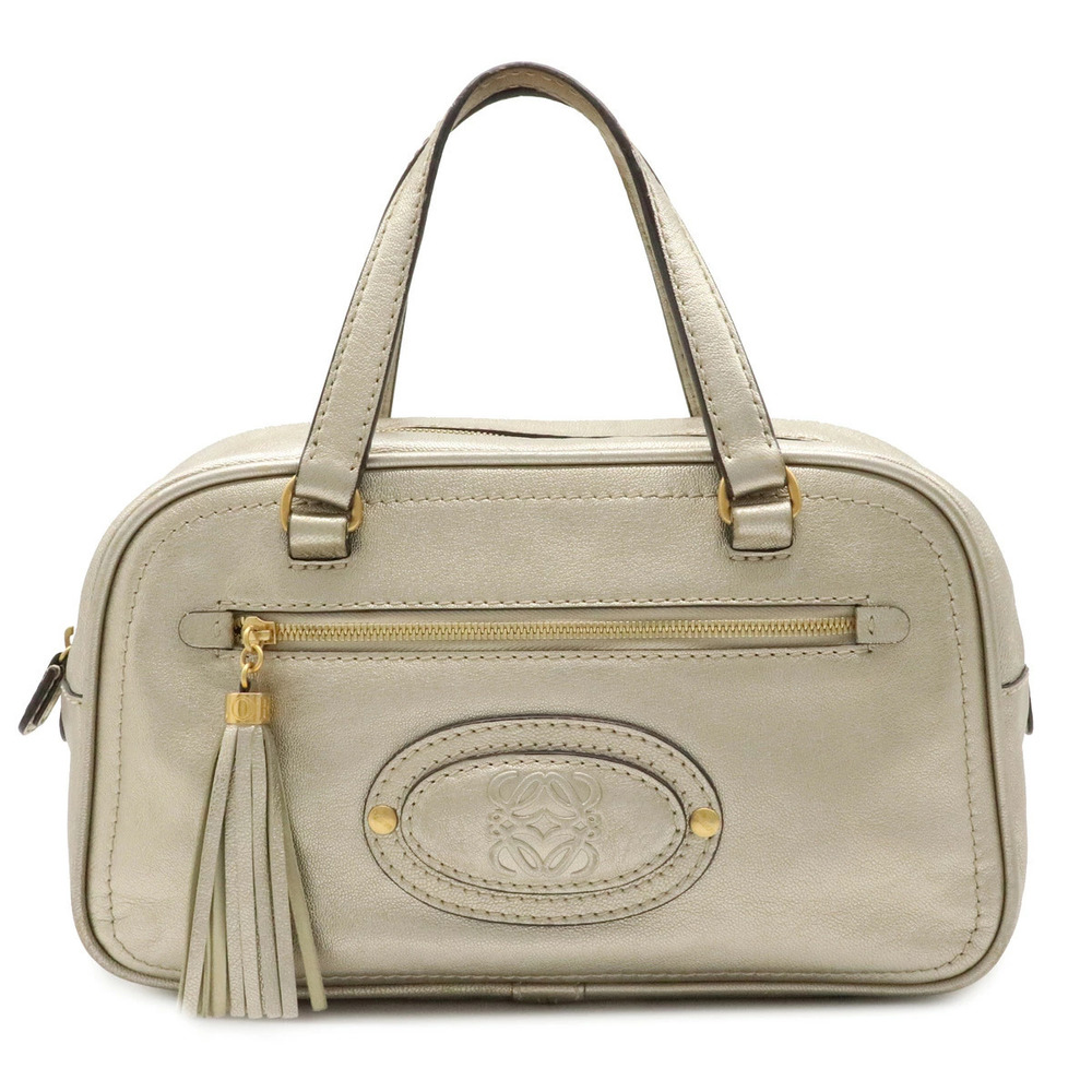 Loewe Boston Bag Handbag Leather Gold Metallic